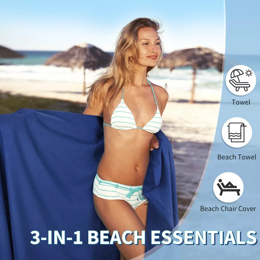 šSummer Hot SalešSun Lounger Towel in Bag with Pockets Storage
