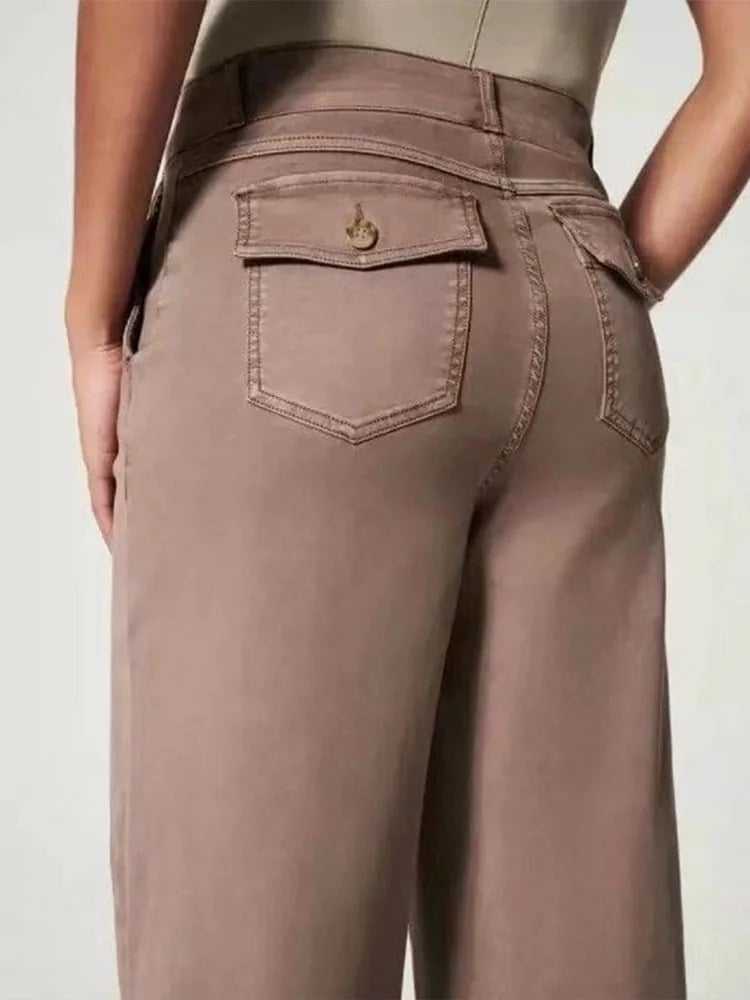 🔥Last Day 48% OFF🔥Tummy Control Twill Cropped Wide Leg Pant