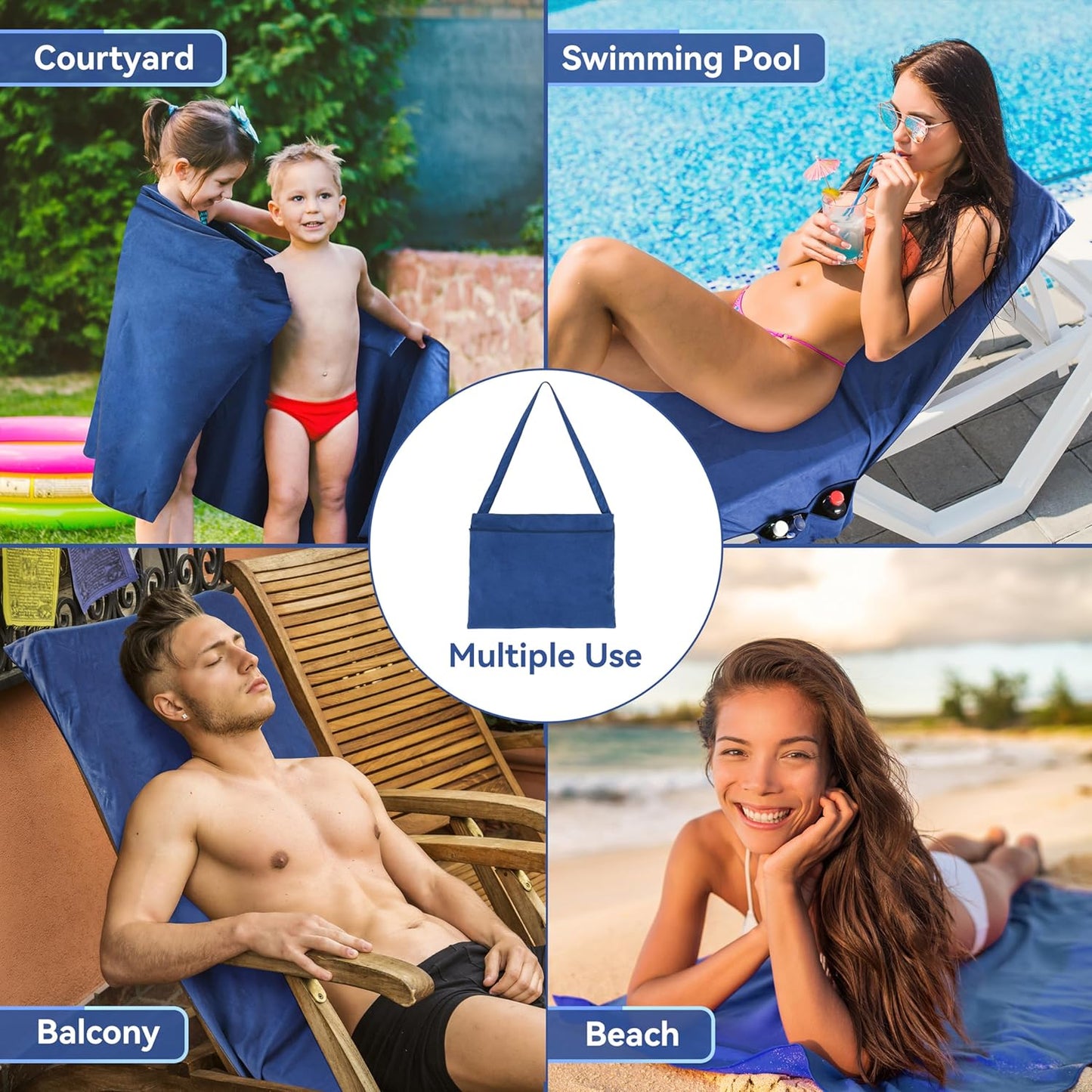 šSummer Hot SalešSun Lounger Towel in Bag with Pockets Storage