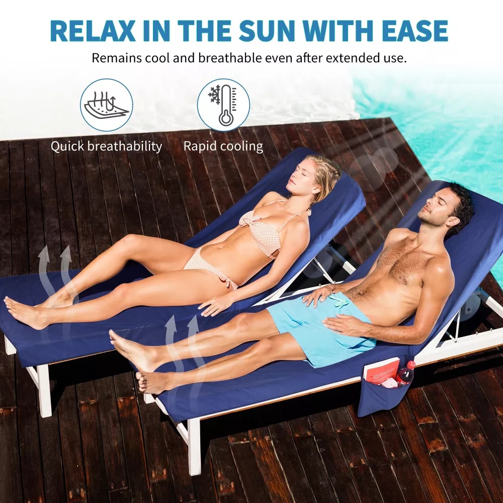 šSummer Hot SalešSun Lounger Towel in Bag with Pockets Storage