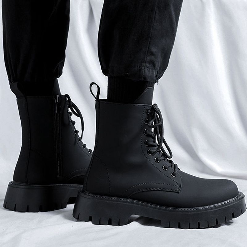 Men’s Side-zip Leather Ankle Boots Black