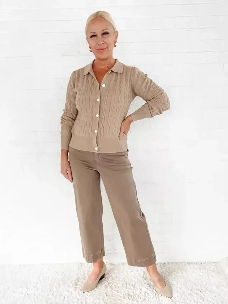 🔥Last Day 48% OFF🔥Tummy Control Twill Cropped Wide Leg Pant