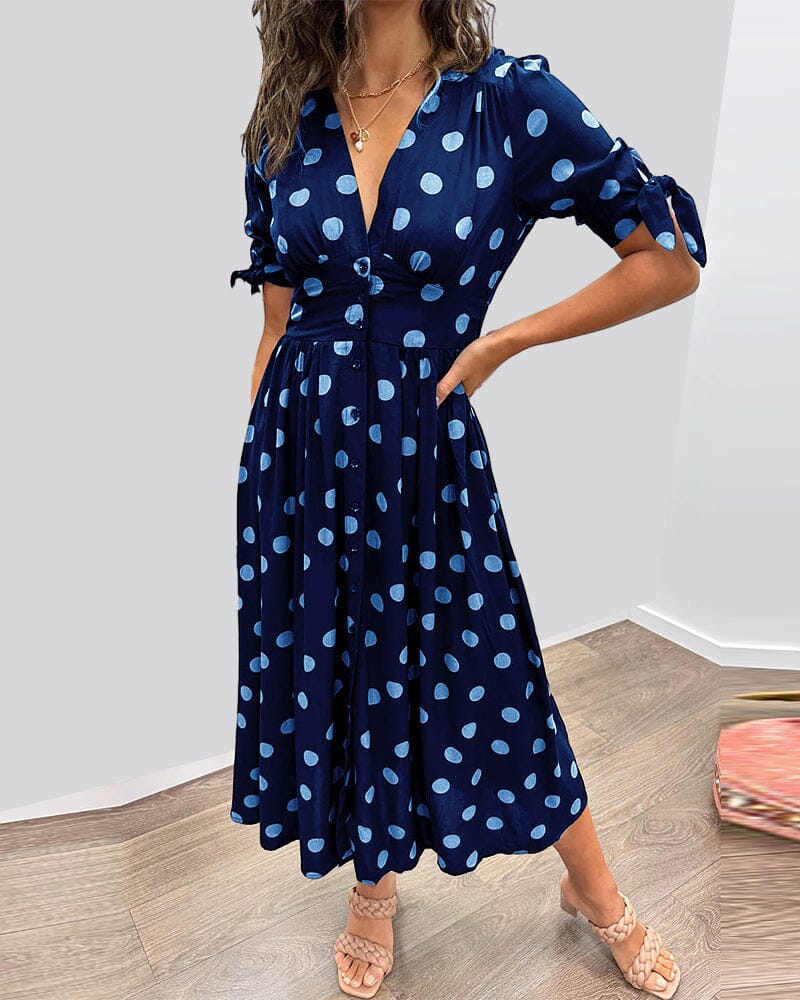 🔥🌷New Products Promotion 48% OFF - 💃Deep V-neck polka-dot dress