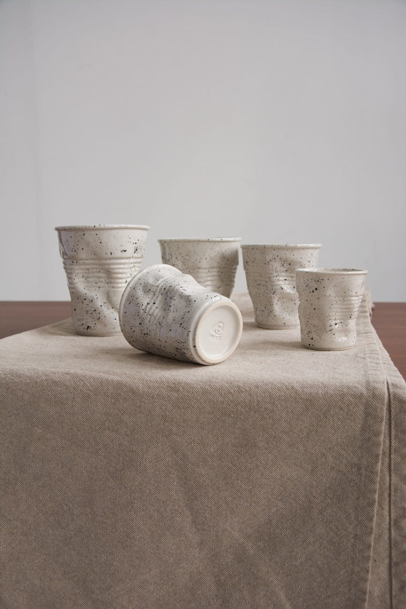 ✨Last Week of Discounts✨White Speckled Ceramic Mug: Hand-Dotted Cup and Artisan Tableware