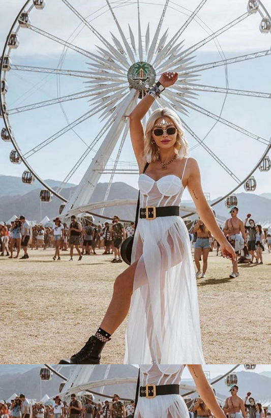 Bohemian Vintage Sheer Long Dresses Summer Beach Party Party Long Dresses