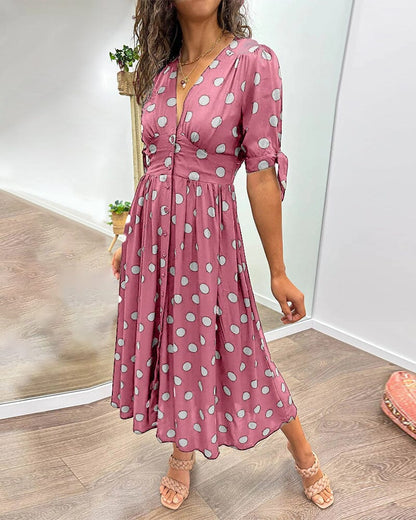🔥🌷New Products Promotion 48% OFF - 💃Deep V-neck polka-dot dress