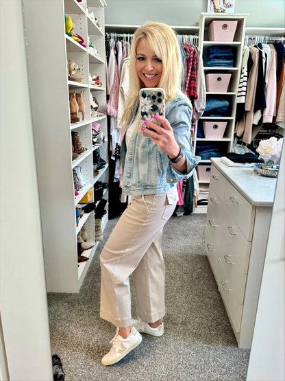 🔥Last Day 48% OFF🔥Tummy Control Twill Cropped Wide Leg Pant