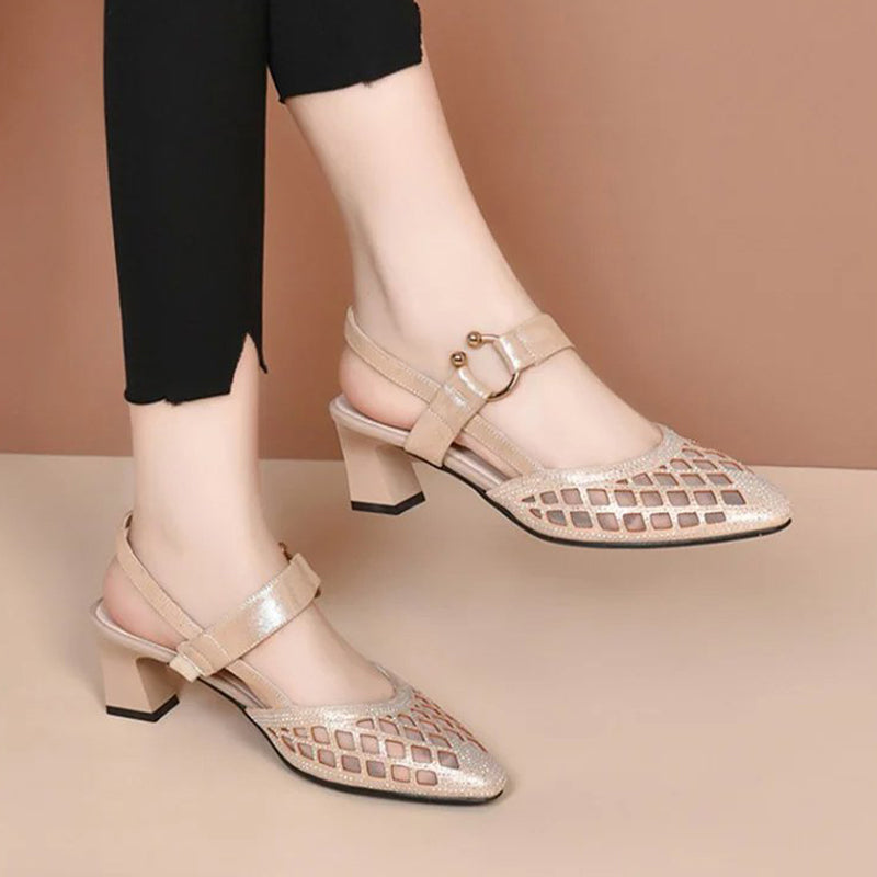 🎁This Week's Special Price $28.99💥Pointy Toe Ankle Strap Rhinestone Sandals