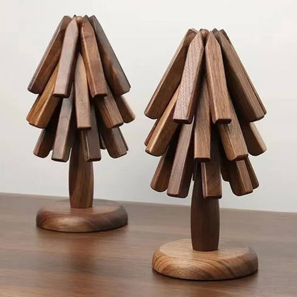 Black walnut wood table mat tree