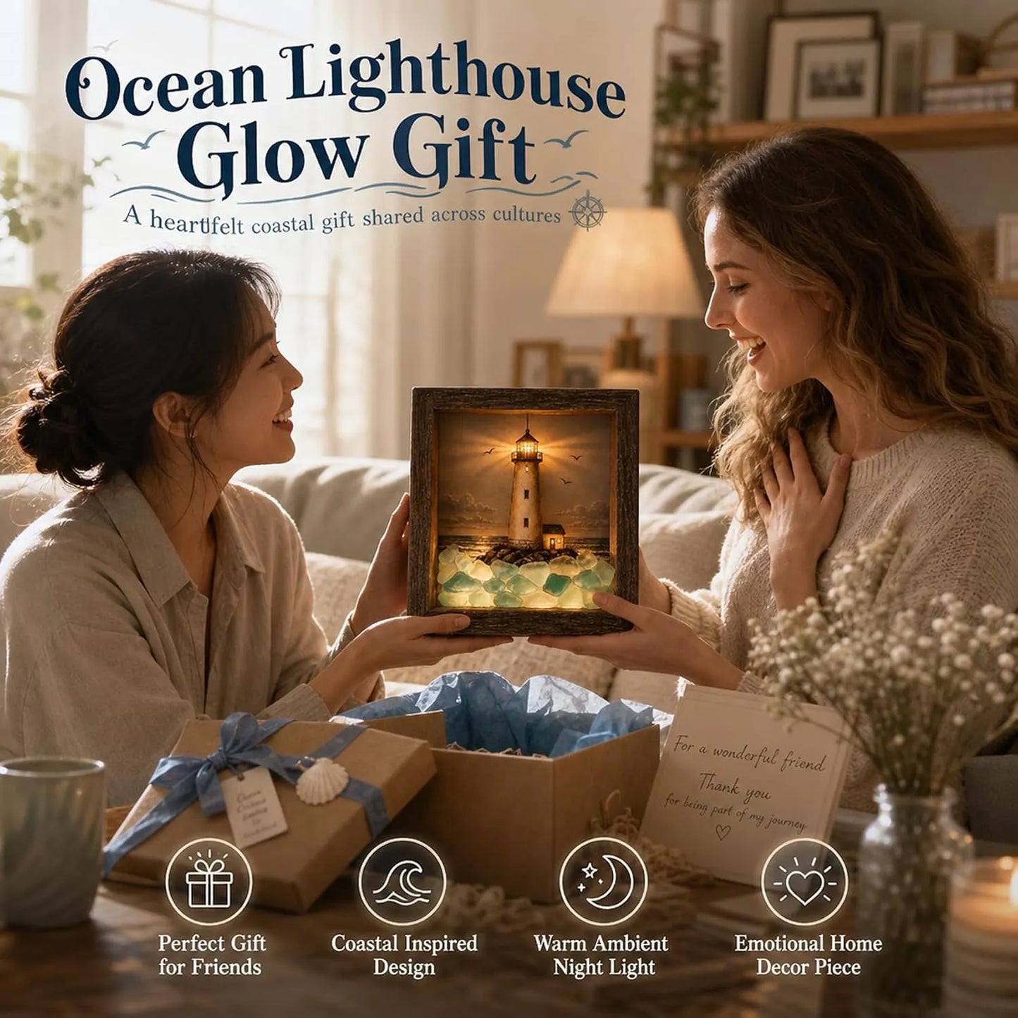 🌊✨Limited-Time Hot Seller🗼Sea Glass Shadow Box Night Light