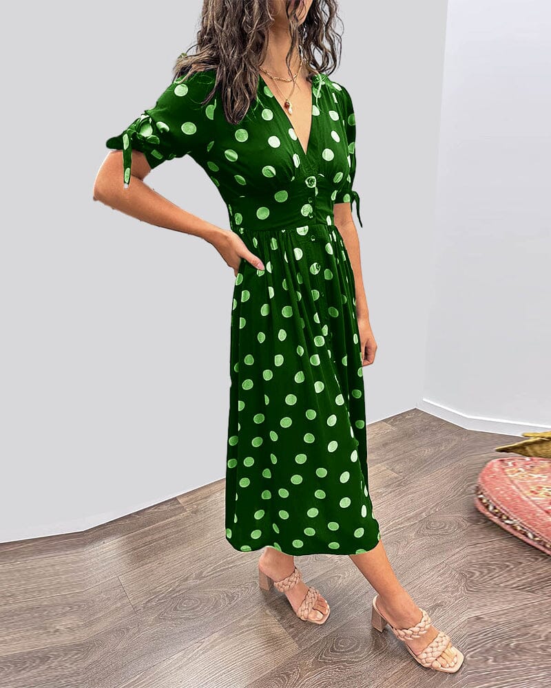 🔥🌷New Products Promotion 48% OFF - 💃Deep V-neck polka-dot dress
