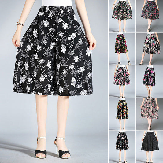 Radiantgrp - Women's Vintage Style Wide Leg Culottes