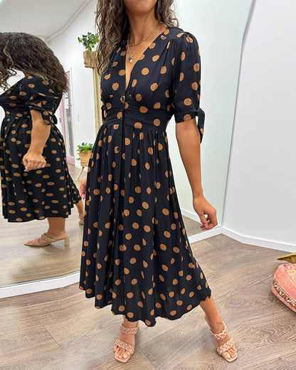 🔥🌷New Products Promotion 48% OFF - 💃Deep V-neck polka-dot dress