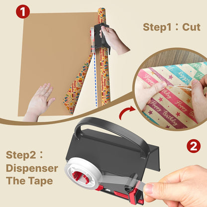🎁🤩Hot Seller - wrapping paper cutter & tape dispenser dual use
