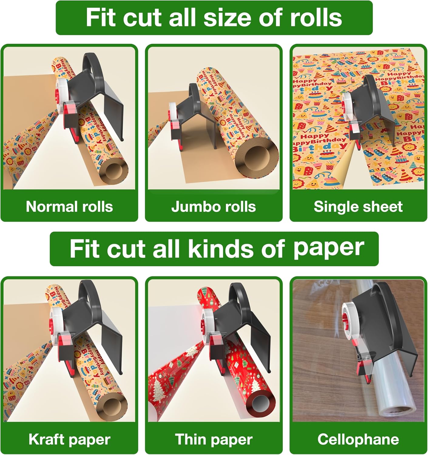 🎁🤩Hot Seller - wrapping paper cutter & tape dispenser dual use