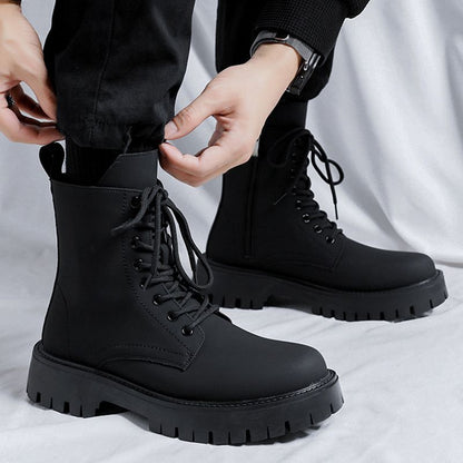 Men’s Side-zip Leather Ankle Boots Black