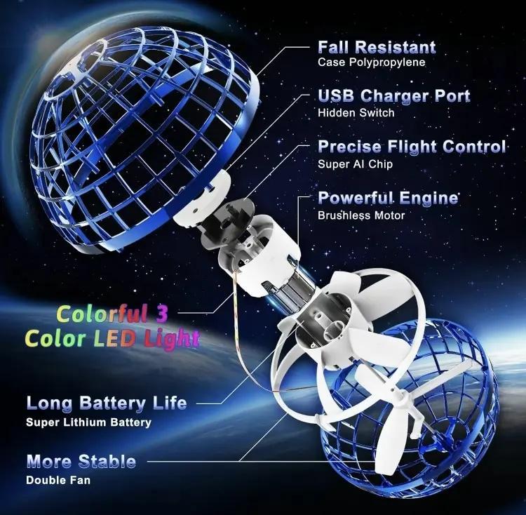2026 New Model Levitating Flying Ball — 360-Degree LED Rotating Flying Ball
