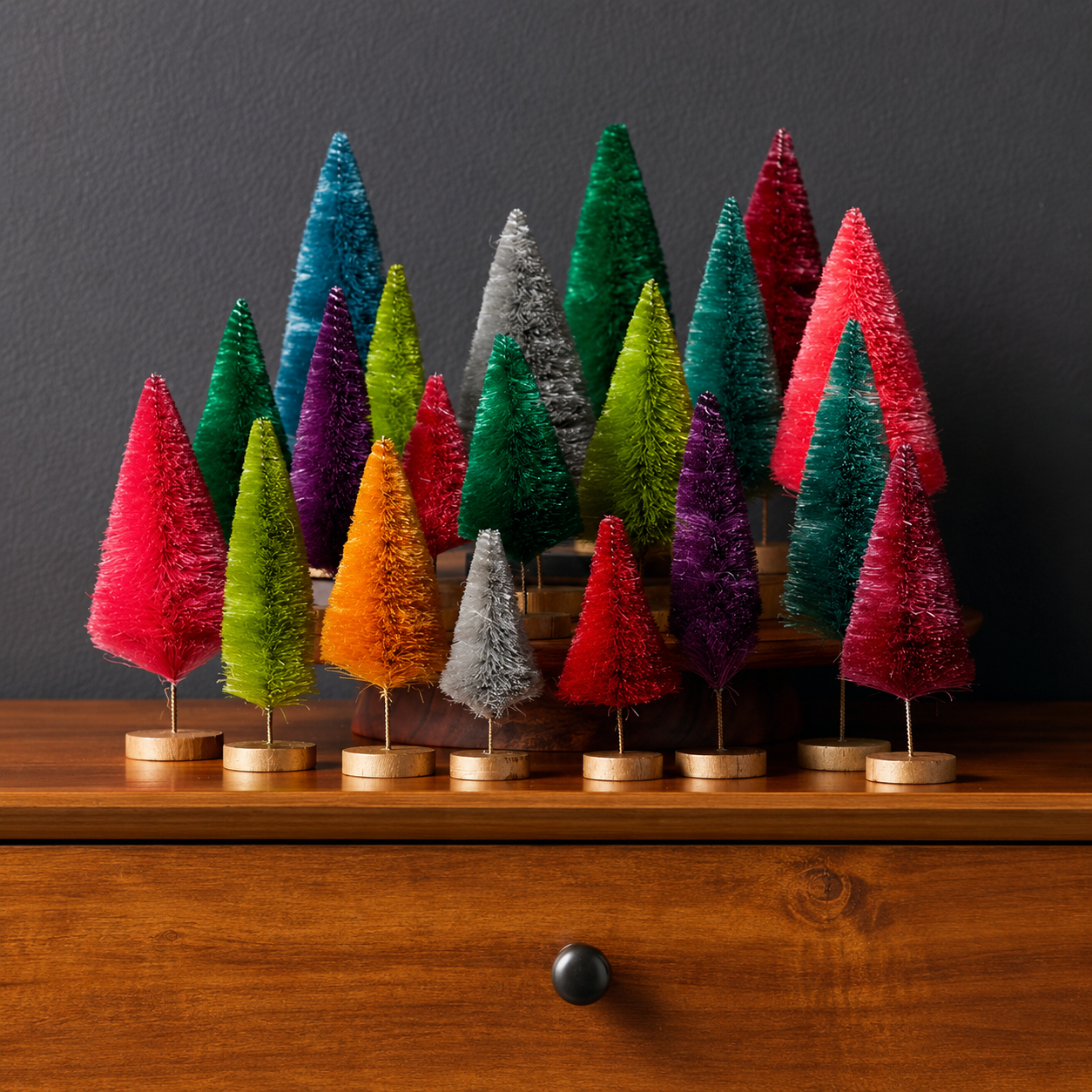 6-Piece Bottle Brush Tree Set — Neutral-Style Home Decor