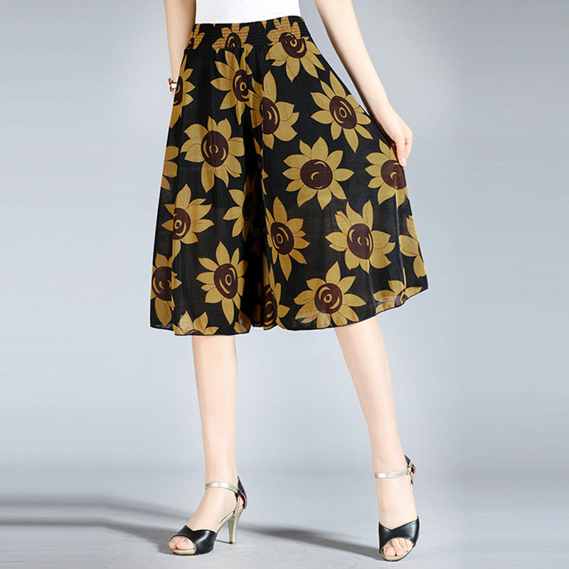 Radiantgrp - Women's Vintage Style Wide Leg Culottes