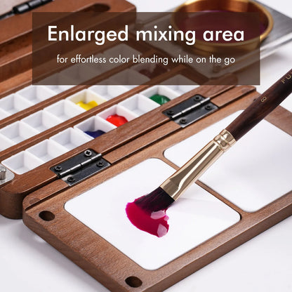 🎨Perfect for Plein Air Painting – Portable 24-Well Watercolor Palette Set