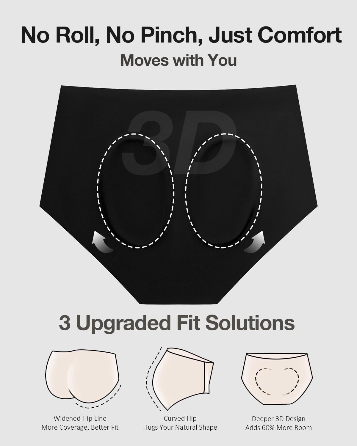 6 Pack Womens Underwear High Waisted Seamless Full Coverage Briefs No Show Ladies Panties (Regular & Plus Size)