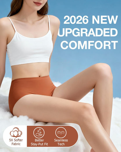 6 Pack Womens Underwear High Waisted Seamless Full Coverage Briefs No Show Ladies Panties (Regular & Plus Size)