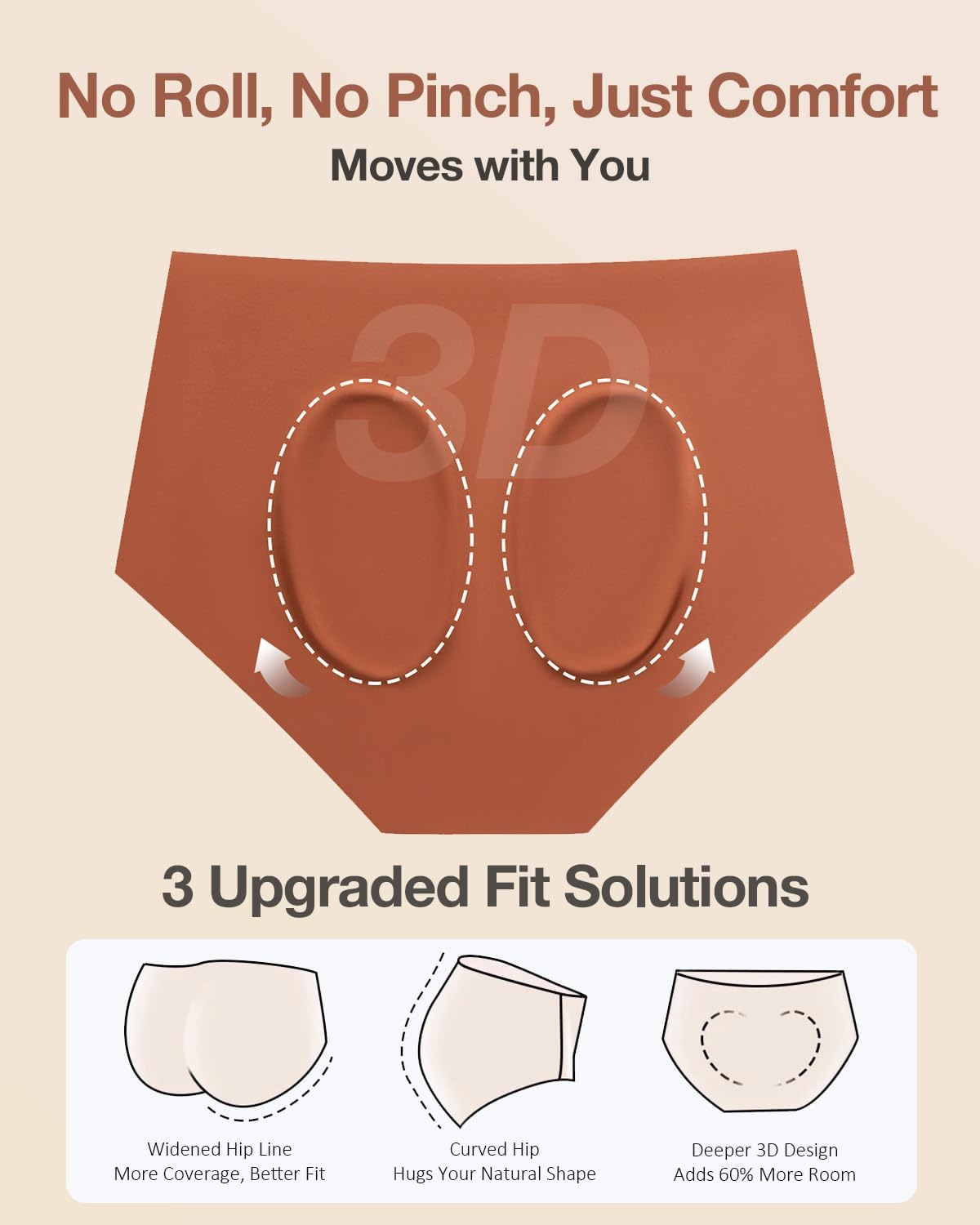 6 Pack Womens Underwear High Waisted Seamless Full Coverage Briefs No Show Ladies Panties (Regular & Plus Size)