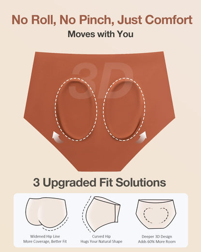 6 Pack Womens Underwear High Waisted Seamless Full Coverage Briefs No Show Ladies Panties (Regular & Plus Size)