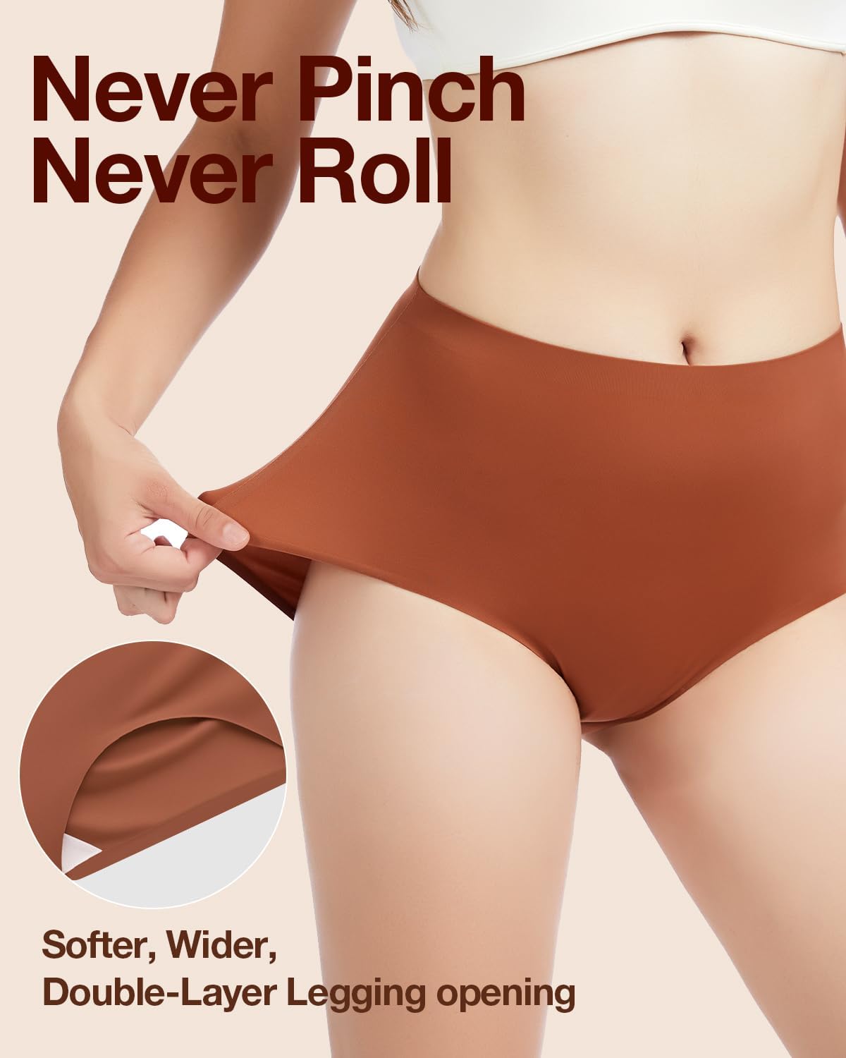 6 Pack Womens Underwear High Waisted Seamless Full Coverage Briefs No Show Ladies Panties (Regular & Plus Size)