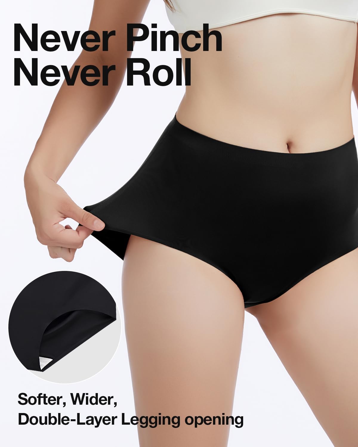 6 Pack Womens Underwear High Waisted Seamless Full Coverage Briefs No Show Ladies Panties (Regular & Plus Size)