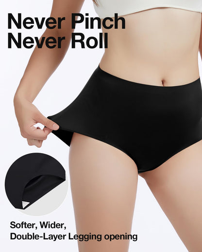 6 Pack Womens Underwear High Waisted Seamless Full Coverage Briefs No Show Ladies Panties (Regular & Plus Size)