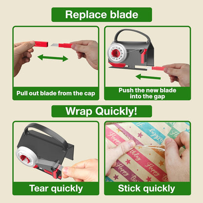 🎁🤩Hot Seller - wrapping paper cutter & tape dispenser dual use
