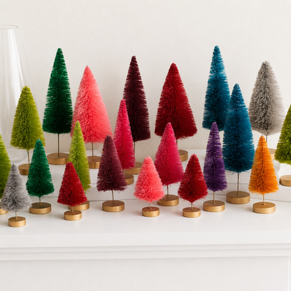6-Piece Bottle Brush Tree Set — Neutral-Style Home Decor
