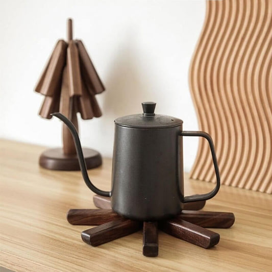 Black walnut wood table mat tree