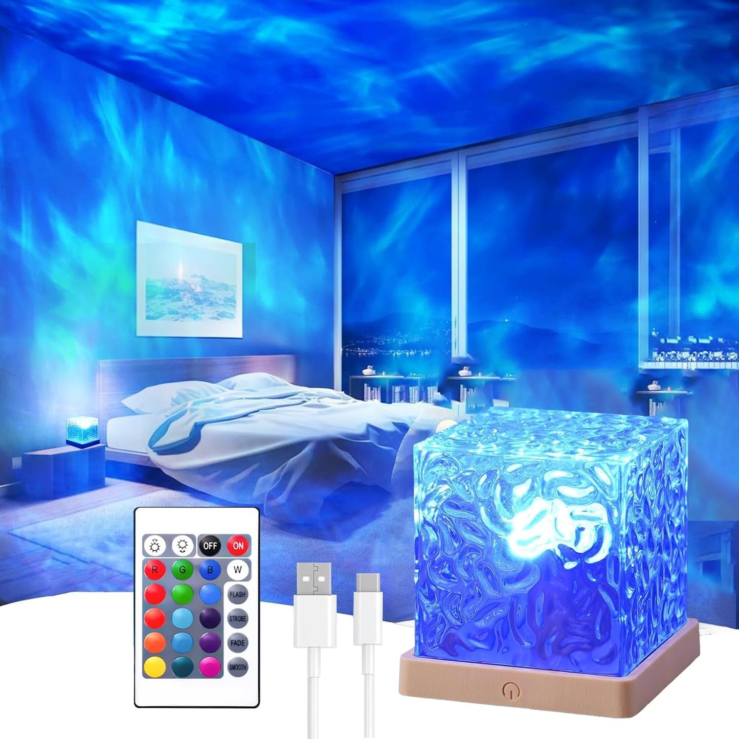 Ocean Wave Projection Lamp — Creates a 3D Water Ripple Projection Effect