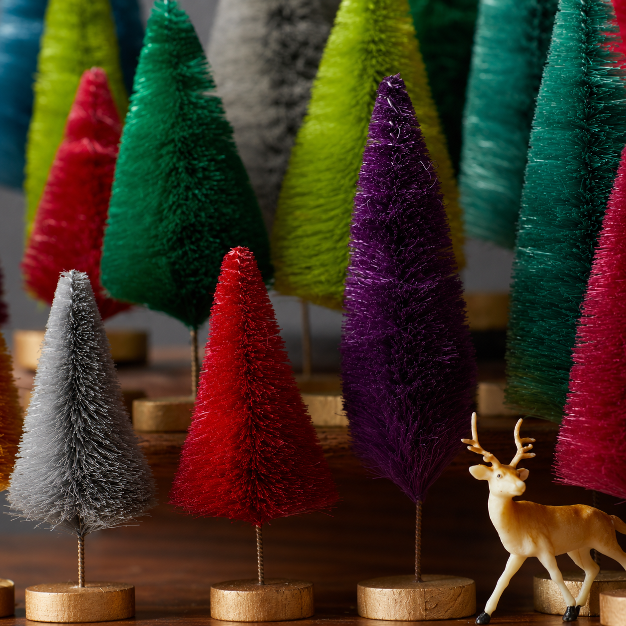6-Piece Bottle Brush Tree Set — Neutral-Style Home Decor