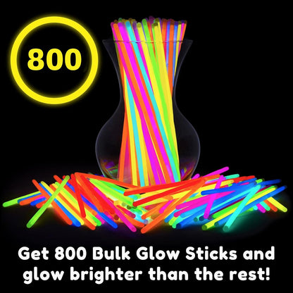 Party Extra Bright Glow Sticks Bulk Party Supplies 100 Count - 8 Inch Glow in the Dark Halloween Party Favors