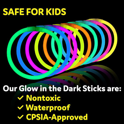 Party Extra Bright Glow Sticks Bulk Party Supplies 100 Count - 8 Inch Glow in the Dark Halloween Party Favors