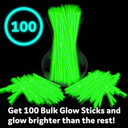 Party Extra Bright Glow Sticks Bulk Party Supplies 100 Count - 8 Inch Glow in the Dark Halloween Party Favors