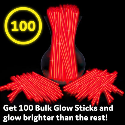 Party Extra Bright Glow Sticks Bulk Party Supplies 100 Count - 8 Inch Glow in the Dark Halloween Party Favors