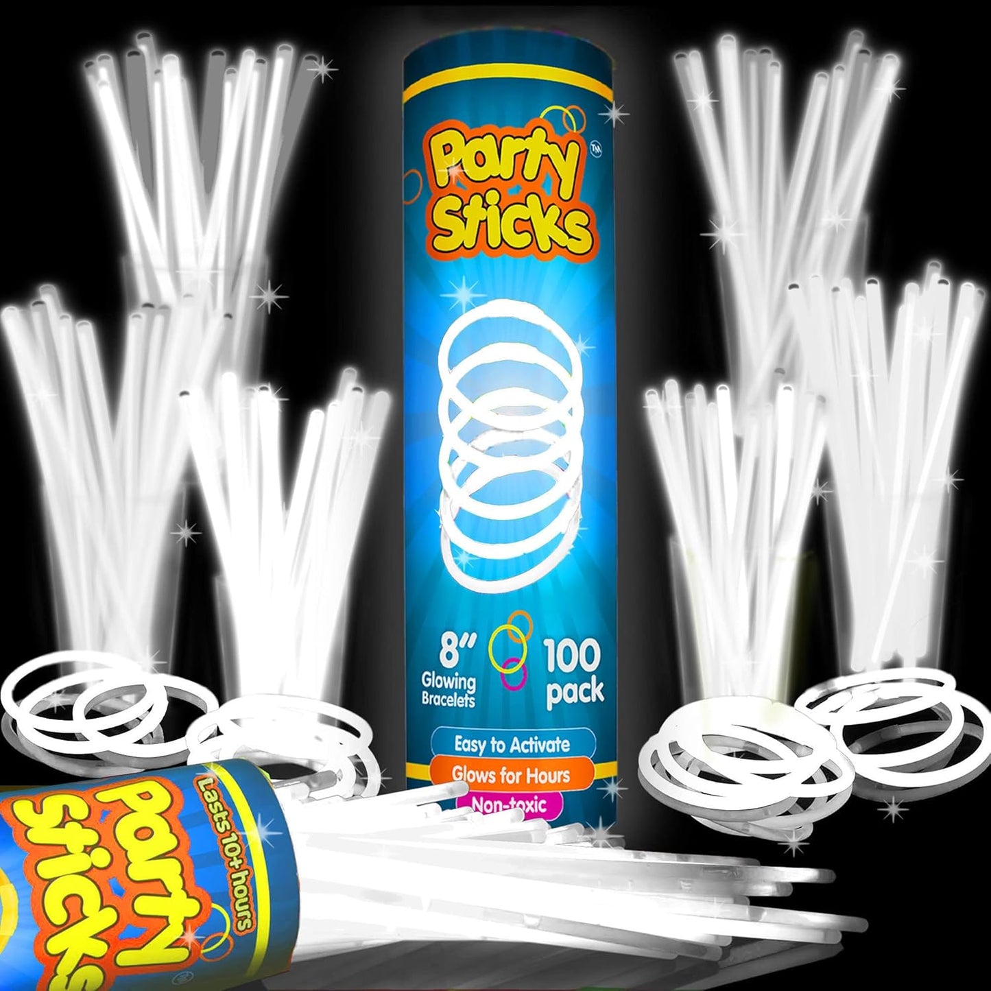 Party Extra Bright Glow Sticks Bulk Party Supplies 100 Count - 8 Inch Glow in the Dark Halloween Party Favors