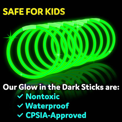 Party Extra Bright Glow Sticks Bulk Party Supplies 100 Count - 8 Inch Glow in the Dark Halloween Party Favors
