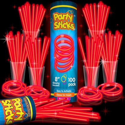 Party Extra Bright Glow Sticks Bulk Party Supplies 100 Count - 8 Inch Glow in the Dark Halloween Party Favors