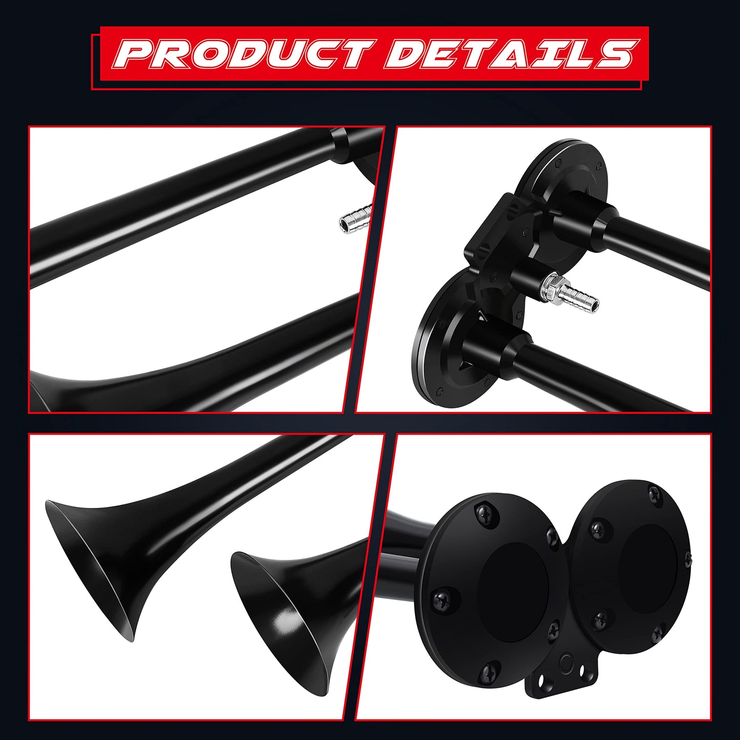 🔥Hot Sale🔥Motorcycle Horn + Mounting Hardware and Complete Wiring Kit