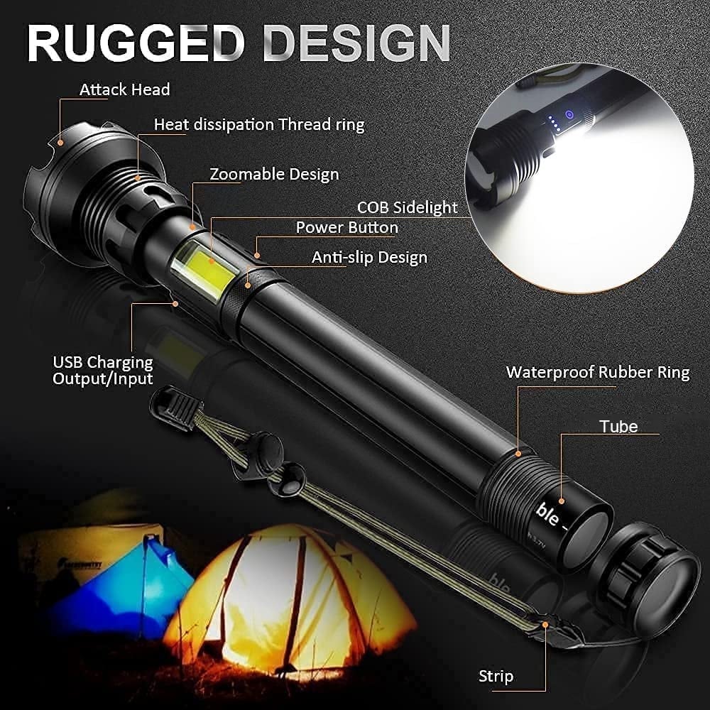 🔥LAST DAY SALE 49% OFF🔥 - LED Rechargeable Tactical Laser Flashlight High Lumens