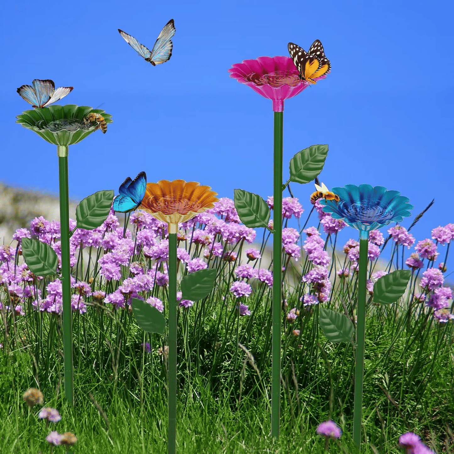 HOT SALE🐝🌷Bee and Butterfly Water Feeder with Flower Design