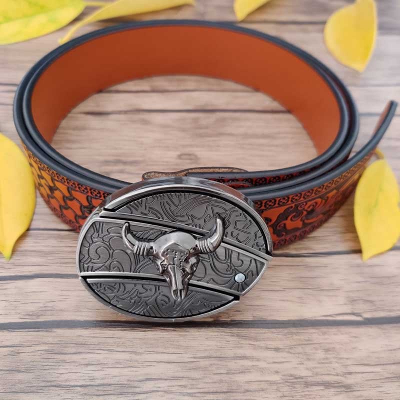 🔥LAST DAY 50% OFF🔥Fashion Punk Hidden Folding Knife Leather Belt