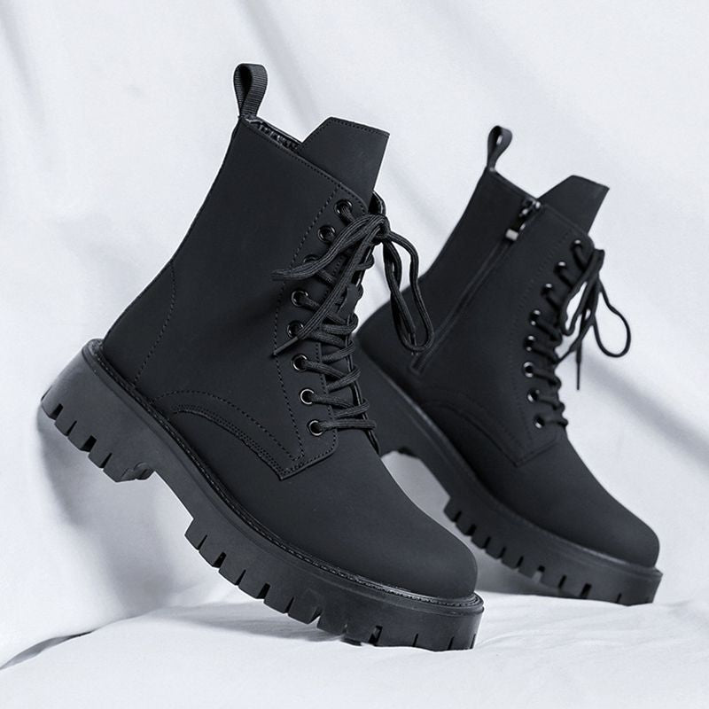 Men’s Side-zip Leather Ankle Boots Black