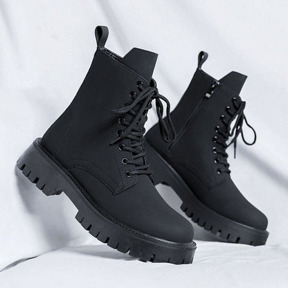 Men’s Side-zip Leather Ankle Boots Black