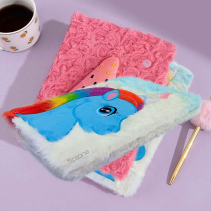 Plush Fluffy Cartoon Diary – Soft Fur Lined Journal